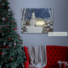  LED-es fali hangulatkép, 48 x 38 cm karácsonyfa izzósor