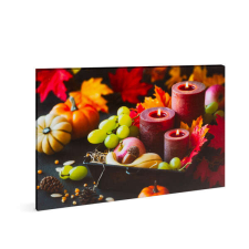 LED-es fali hangulatkép - gyertyák - 2 x AA, 40 x 30 cm grafika, keretezett kép