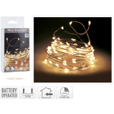  LED-es fényfüzér 40 melegfehér LED-del ezüstszínű dróton beltérre elemes karácsonyfa izzósor