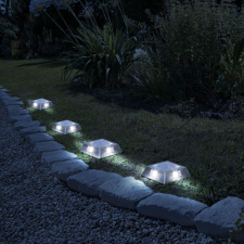  LED-es leszúrható / fali szolár lámpa - négyzet alakú, fém - hidegfehér - 10 x 10 x 2,5 (+11) cm kültéri világítás