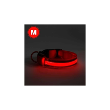  LED-es nyakörv - akkumulátoros - M méret - piros nyakörv, póráz, hám kutyáknak