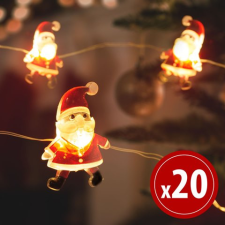 LED fényfüzér - mikulás - 2,2 m - 20 LED - melegfehér karácsonyfa izzósor