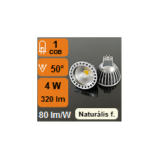 LED lámpa MR16-GU5.3 (4W/50°) Szpotlámpa - természetes fehér izzó