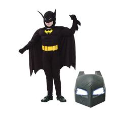 LED maszk és Batman farsangi jelmez szett izmos gyerekeknek, fekete jelmez