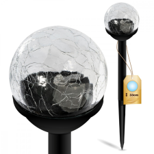  LED napelemes kerti lámpa 5500-6000K IP44 33cm szürkületérzékelő kültéri világítás