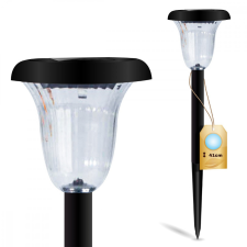 LED SOLAR kerti lámpa, fekete, beépített, 6000K, hideg fehér, 41cm kültéri világítás