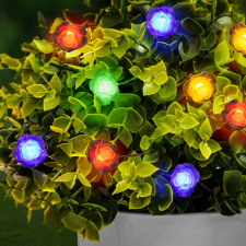 LED szolár fényfüzér - virág - 2,3 m - 20 LED - színes kültéri világítás
