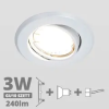  -LED szpot szett: fehér bill. keret + 3 Wattos, természetes fehér GU10 LED lámpa + GU10 csatlakozó