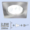  LED szpot szett: mattkróm fix keret, négyzet + 3 Wattos, hideg fehér GU10 LED lámpa + GU10 csatlakozó (kettesével rendelhető)