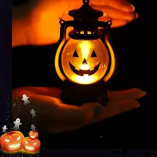  Led töklámpás, halloween mécses fémakasztóval, melegfényű dekoráció
