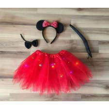 LEDES PIROS Tüllszoknyás Minnie Egér Jelmez és Fejpánt Farkinca és Nyakkendő jelmez