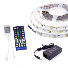 LEDvonal Szett , 5 m kültéri RGBW led szalag , W=meleg fehér , távirányítóval , vezérlővel ,... kültéri világítás