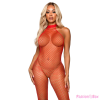 LEG AVENUE BODYSTOCKINGS LEG AVENUE - LE FRIVOLE BODYSTOCKING - RACER NECK ONE SIZE RED