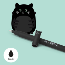 Legami zselés toll, radírozható, fekete, cica, fekete betét toll