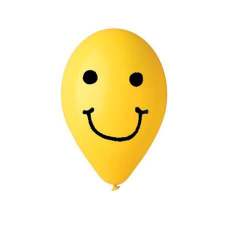 Léggömb, 30 cm, smiley, sárga party kellék