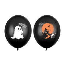 Léggömbök 30 cm, Ghost, pasztell fekete (1 db / 6 db) party kellék