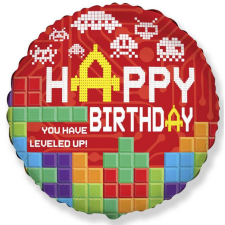  Lego mintázatú Happy Birthday Bricks fólia lufi 48 cm party kellék
