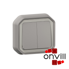 LEGRAND 069815L, Plexo 55 süllyesztett kettős váltókapcsoló 10A, összeszerelt, szürke villanyszerelés