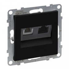 LEGRAND 721460 Suno RJ 11 + RJ 45 Cat.6 UTP aljzat, fekete villanyszerelés