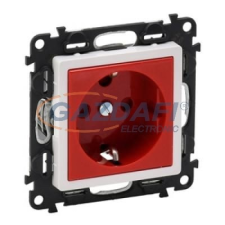 LEGRAND 753131 Valena Life 2P+F csatlakozóaljzat gyermekvédelemmel, reteszelt,230V,piros betéttárcsával villanyszerelés
