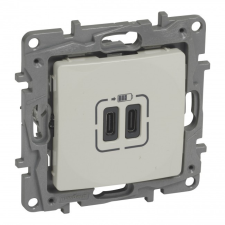 LEGRAND 764695 Niloé kettős USB-C+C töltőaljzat - 3 A - 15 W, bézs villanyszerelés