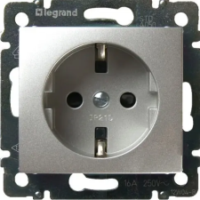 LEGRAND 770211 Valena 2P+F csatlakozóaljzat gyermekvédelemmel, rugós bekötéssel, alumínium villanyszerelés