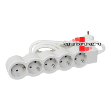 LEGRAND Elosztósor Standard 5x2P+F, 3 m vezetékkel, fehér-szürke, Legrand 694563 hosszabbító, elosztó