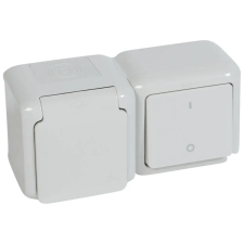 LEGRAND Forix IP44 fk 2P kapcsoló + 2P+F csatlakozóaljzat, csapófedéllel, gyv, szürke villanyszerelés