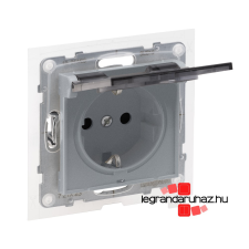 LEGRAND Suno 2P+F csatlakozóaljzat biztonsági zsaluval, csapófedéllel, IP44 alumínium, Legrand 721323 villanyszerelés
