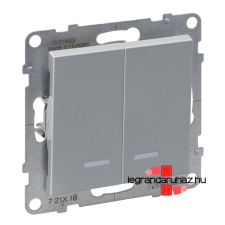 LEGRAND Suno kettős váltókapcsoló jelzőfénnyel 10 AX alumínium, Legrand 721318 villanyszerelés