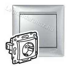 LEGRAND Valena 2P+F aljzat burkolat, gyermekvédelemmel, alumínium 770257 villanyszerelés