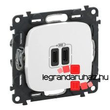 LEGRAND Valena Allure töltőaljzat kettős USB C-típusú csatlakozóval, fehér 755345 villanyszerelés