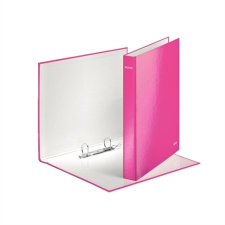 Leitz Gyűrűs könyv, 2 gyűrű, D alakú, 40 mm, A4 Maxi, karton, LEITZ &quot;Wow&quot;, rózsaszín gyűrűskönyv