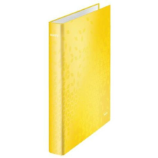 Leitz Gyűrűs könyv, 2 gyűrű, D alakú, 40 mm, A4 Maxi, karton, LEITZ "Wow", sárga gyűrűskönyv