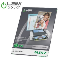 Leitz Meleglamináló fólia, 80 mikron, A3, fényes, UDT technológiával,  "iLam" lamináló fólia