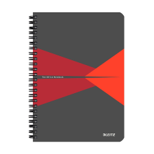 Leitz Office 90 lapos A5 vonalas spirálfüzet - Szürke -piros (44590025) füzet