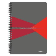 Leitz Office spirálfüzet, A5, kockás, 90 lap, laminált karton borító (szürke-piros) (LEITZ_44580025) füzet