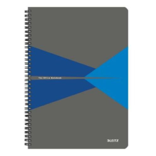 Leitz Spirálfüzet, A4, kockás, 90 lap, laminált karton borító, LEITZ "Office", szürke-kék füzet