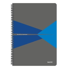 Leitz Spirálfüzet, A4, kockás, 90 lap, laminált karton borító, LEITZ &quot;Office&quot;, szürke-kék füzet
