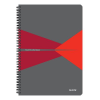 Leitz Spirálfüzet, A4, kockás, 90 lap, PP borító, LEITZ "Office", szürke-piros