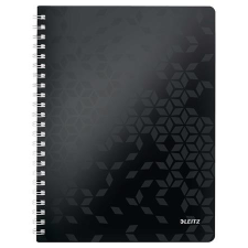  LEITZ Spirálfüzet, A4, vonalas, 80 lap, LEITZ &quot;Wow&quot;, fekete füzet