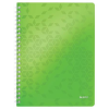  LEITZ Spirálfüzet, A4, vonalas, 80 lap, LEITZ "Wow", zöld