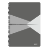 Leitz Spirálfüzet, A4, vonalas, 90 lap, laminált karton borító, LEITZ "Office", szürke