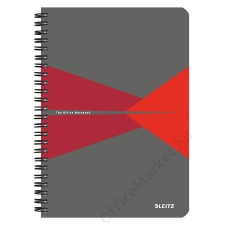 Leitz Spirálfüzet, A5, kockás, 90 lap, laminált karton borító, LEITZ "Office", szürke-piros (E44580025) füzet