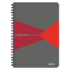 Leitz Spirálfüzet, A5, kockás, 90 lap, laminált karton borító, LEITZ "Office", szürke-piros