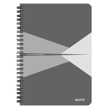 Leitz spirálfüzet, A5, kockás, 90 lap, "Office", szürke (E44980085) (E44980085) füzet
