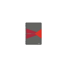 Leitz Spirálfüzet, A5, kockás, 90 lap, PP borító, LEITZ Office, szürke-piros füzet