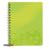 Leitz Spirálfüzet, A5, vonalas, 80 lap, LEITZ "Wow", zöld
