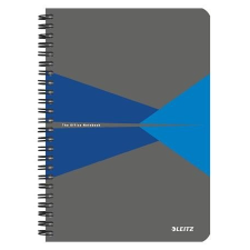 Leitz Spirálfüzet, A5, vonalas, 90 lap, laminált karton borító, LEITZ &quot;Office&quot;, szürke-kék füzet