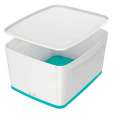 Leitz Tároló doboz LEITZ Wow Mybox fedeles műanyag nagy fehér/jégkék papírárú, csomagoló és tárolóeszköz